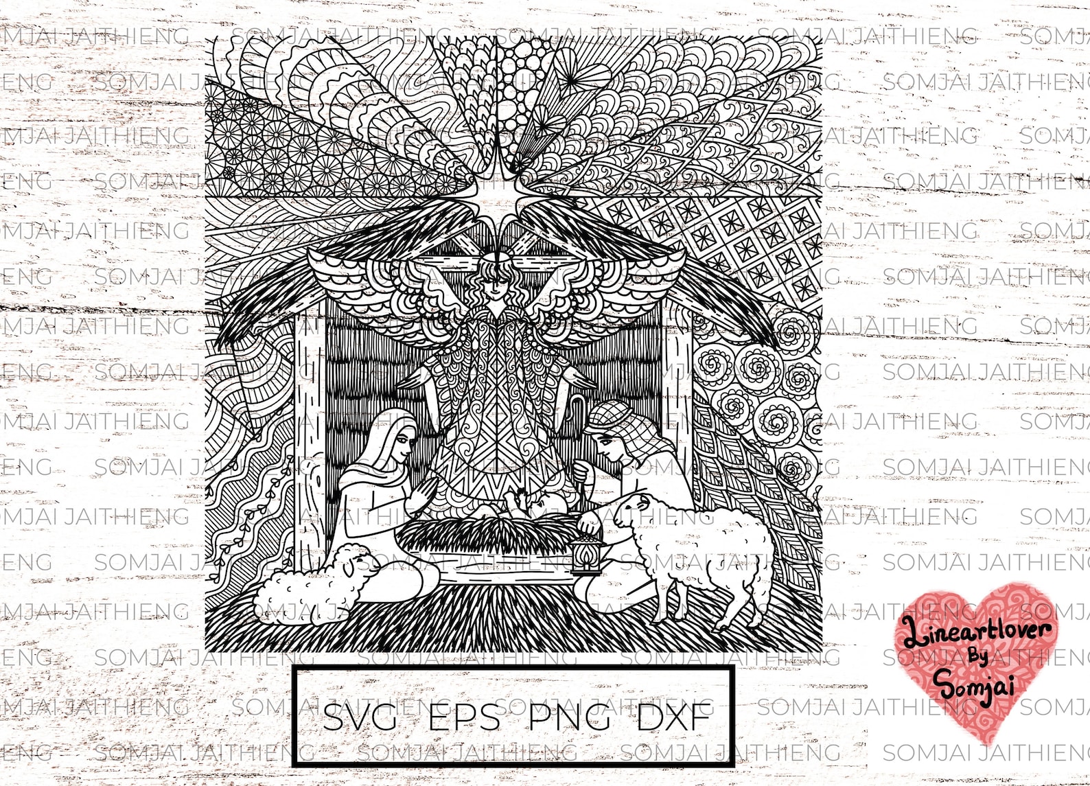 Nativity Scene of Christmas Svg Nativity Scene Zentangle Svg Etsy