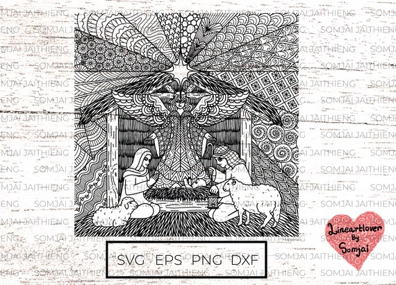 Download Nativity Scene Of Christmas Svg Nativity Scene Zentangle Svg Etsy