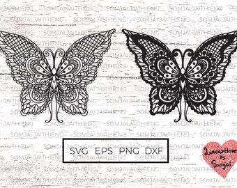 Twee stijlen van vlinder SVG/vlinder SVG/vlinder zentangle/mandala SVG/zentangle vlinder SVG/SVG-bestanden voor cricut 0353