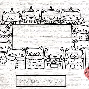 Schattige katten houden leeg label SVG/gelukkige verjaardag SVG/viering SVG/SVG-bestanden voor Cricut/silhouet bestanden 0359