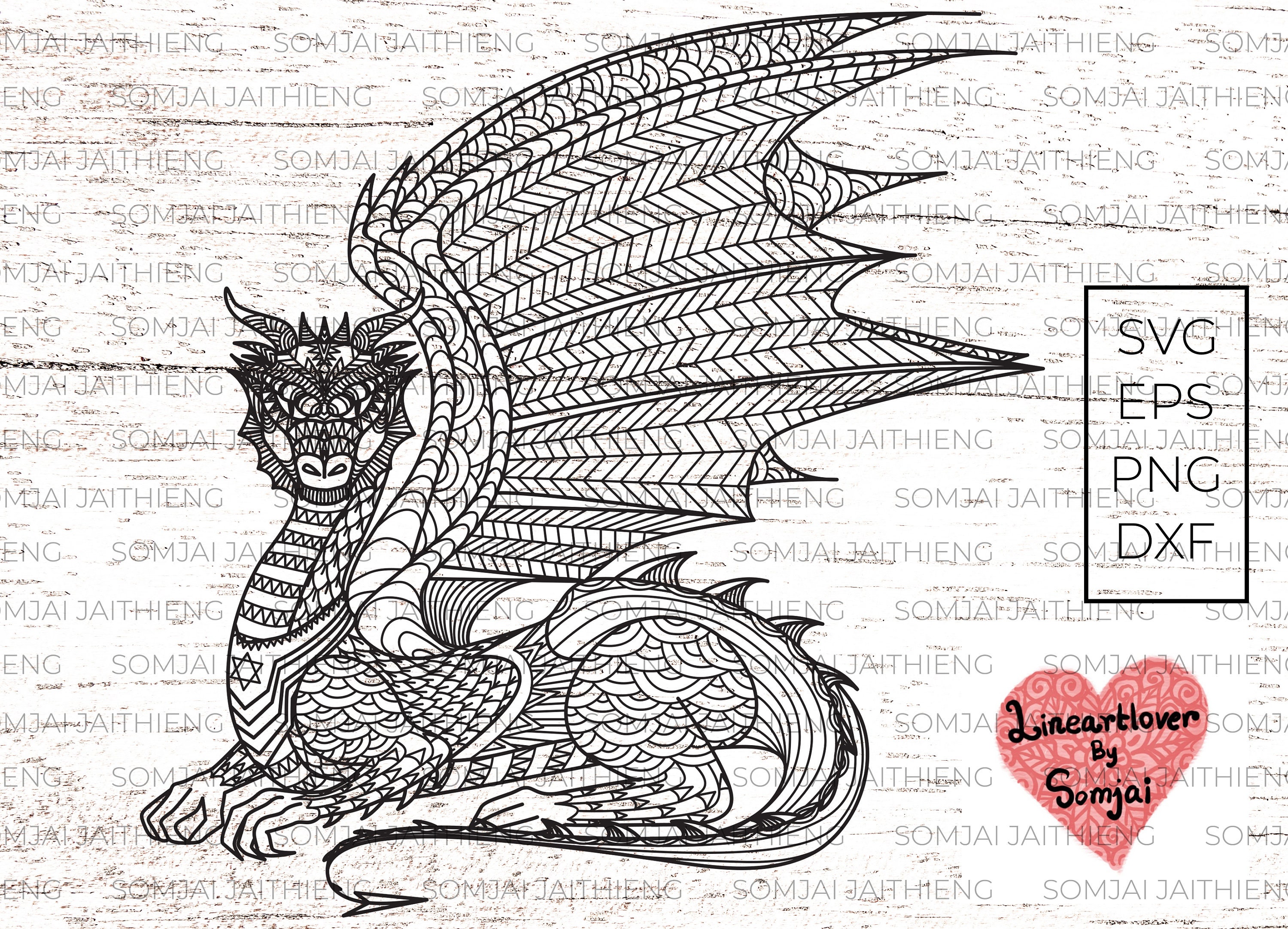 Dragon Svg Dragon Mandala Svg Zentangle Svg Mandala Svg Etsy