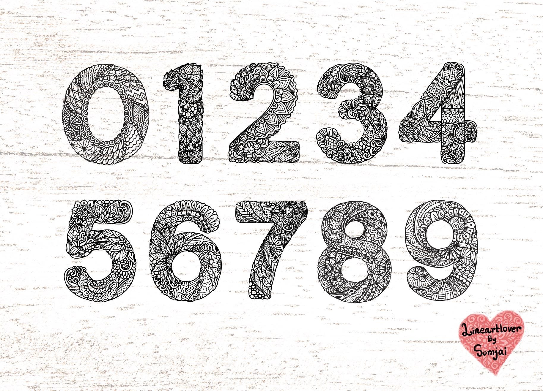 Mandala Numbers 1 to 0 Svg, Zentangle Numbers Svg, Mandala Zero to Nine ...