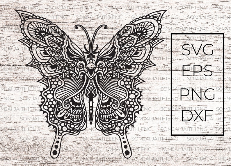 Download Hand drawn zentangle mandala butterfly svg for cricut. | Etsy