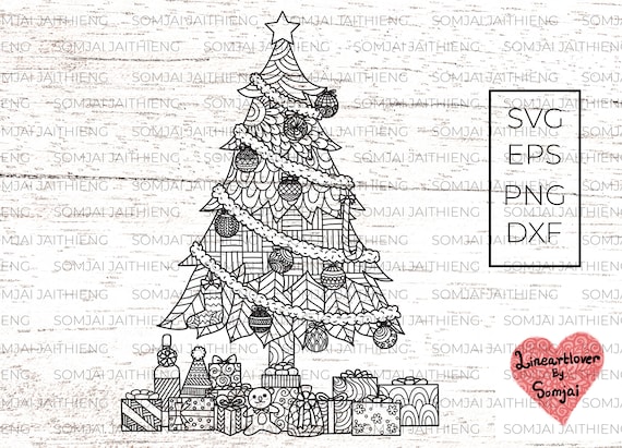 Download Christmas Tree And Gift Boxes Svg Zentangle Svg Mandala Etsy