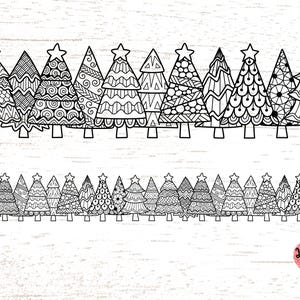 Herhaalbare kerstbomen onderste rand svg /Christmas zentangle svg / kerstmandala svg / Svg-bestanden voor Cricut 0406