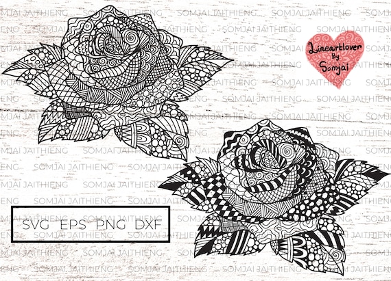 Download Two Design Of Rose Svg Zentangle Svg Mandala Svg Flowers Etsy