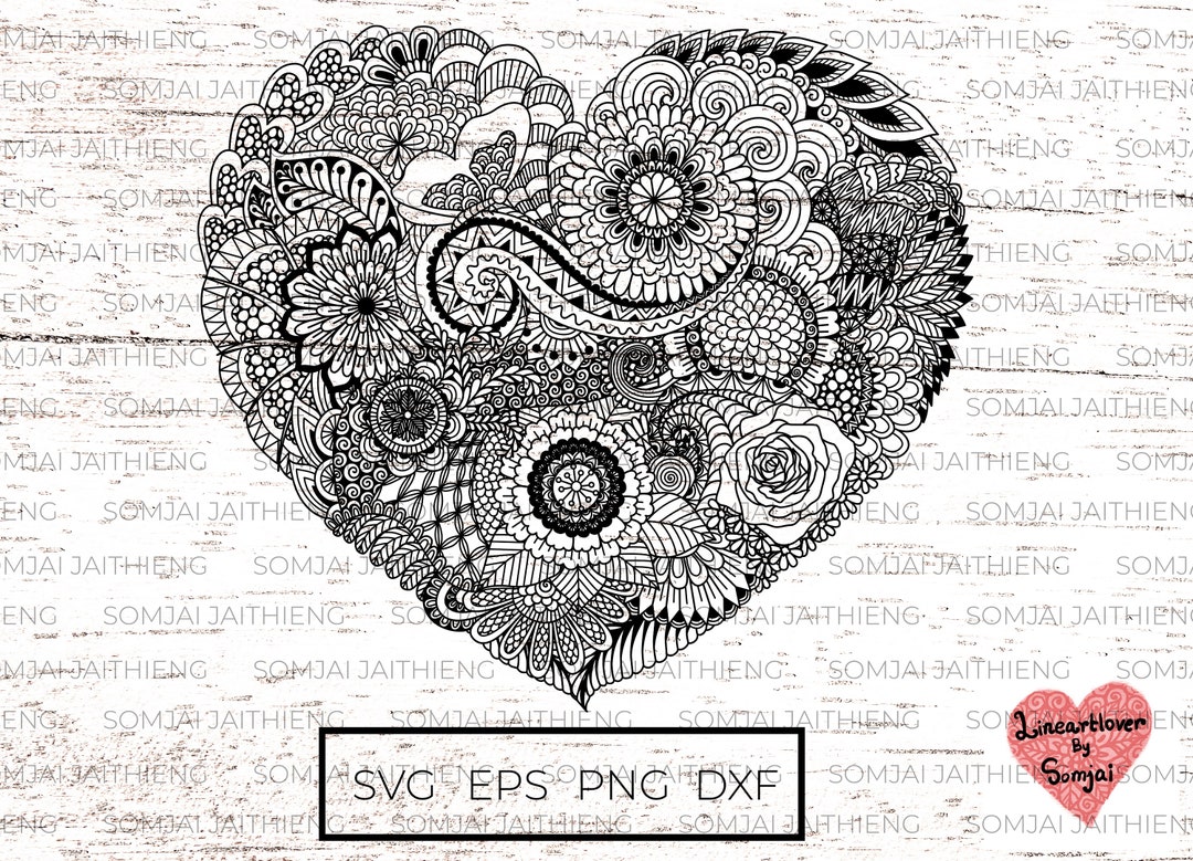 Heart Svg / Mandala Heart Svg / Zentangle Svg / Mandala Svg / Flower ...