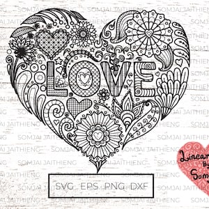 Heart Svg/Mandala heart svg/Heart mandala svg/Zentangle Svg/Mandala Svg / Flower heart Svg /  Boho svg / Svg Files for Cricut  0289