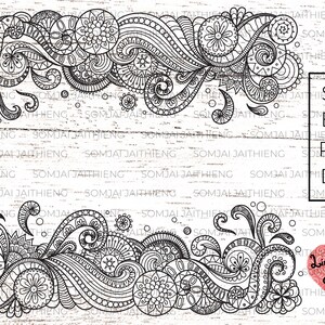 Mandala floral cadre svg/bannière floral zentangle svg/mandala svg/fleurs abstraites fichiers svg/svg pour cricut/silhouette fichiers 0260
