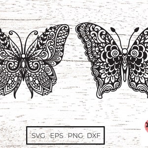 2 styles of butterflie svg, butterfly mandala svg, butterfly zentangle svg, animal mandala svg,svg files for cricut.  0345