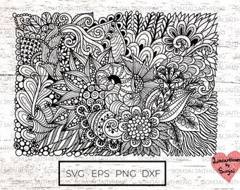 Abstract Flowers background Svg/zentangle svg/mandala svg/floral background svg/Svg Files for Cricut / Silhouette files   0165