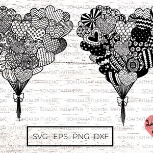 Hart SVG/hart ballon SVG/hart mandala SVG/Zentangle SVG/Mandala SVG/liefde SVG/Valentijnsdag SVG 0106