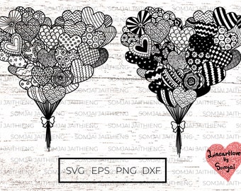 Herz SVG / Herz Ballon svg / Herz Mandala svg / Zentangle svg / Mandala svg / Liebe svg / Valentinstag svg 0106