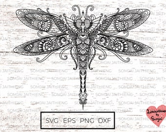 Two style of dragonfly svg, Zentangle dragonfly svg, Boho dragonfly svg, bug svg, dragonfly svg, Mandala dragonfly svg file for cricut. 0053