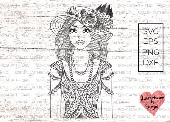 Download Woman Wearing Fancy Hat Svg Zentangle Svg Mandala Svg Etsy