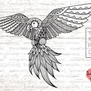 Two styles of flying parrot  svg,  parrot svg, Zentangle parrot svg, zentangle svg, mandala svg, bird svg,  svg file for circuit  0383