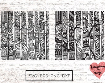 Two styles of birch tree svg / bir tree zentangle svg / zentangle svg, mandala svg /  svg files for cricut.  0361