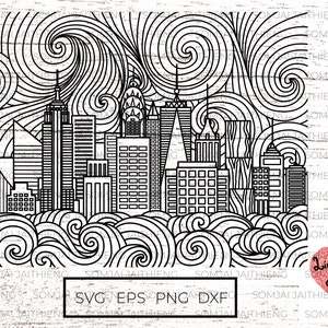 Skyline di New York City Svg / New York City SVG / New York City Zentangle SVG / Zentangle Svg / Mandala Svg / File Svg per Cricut 0370
