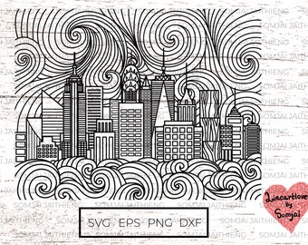 New York City skyline Svg / New York city svg / New York city zentangle svg / Zentangle Svg / Mandala Svg /  Svg Files for Cricut  0370