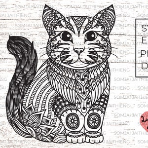 Two  styles of cat Svg/cat zentangle svg/Zentangle Svg/Mandala Svg/cat png/printable cat/Svg Files for Cricut  0185