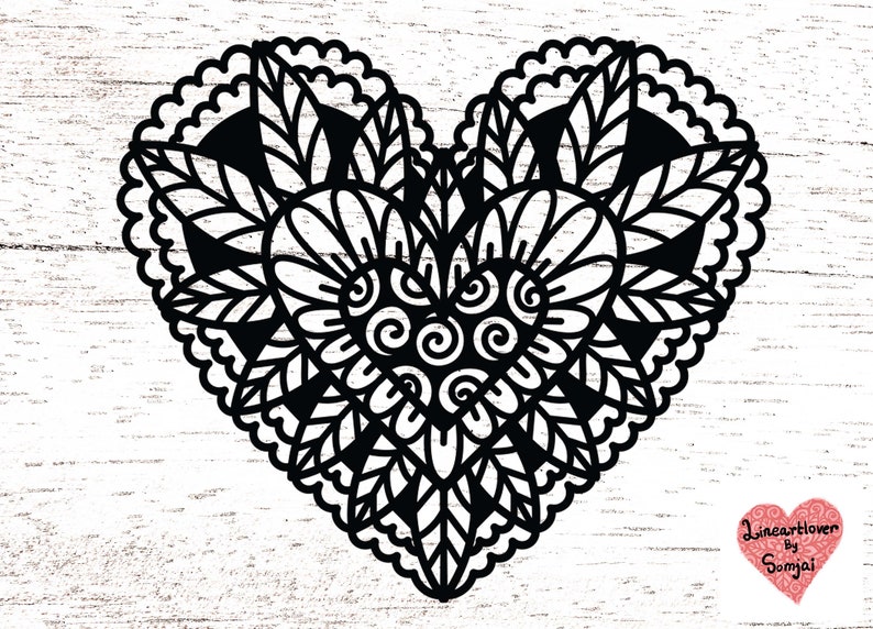 9 Styles of Heart Svg, Heart Zentangle Svg, Heart Mandala Svg, Heart ...