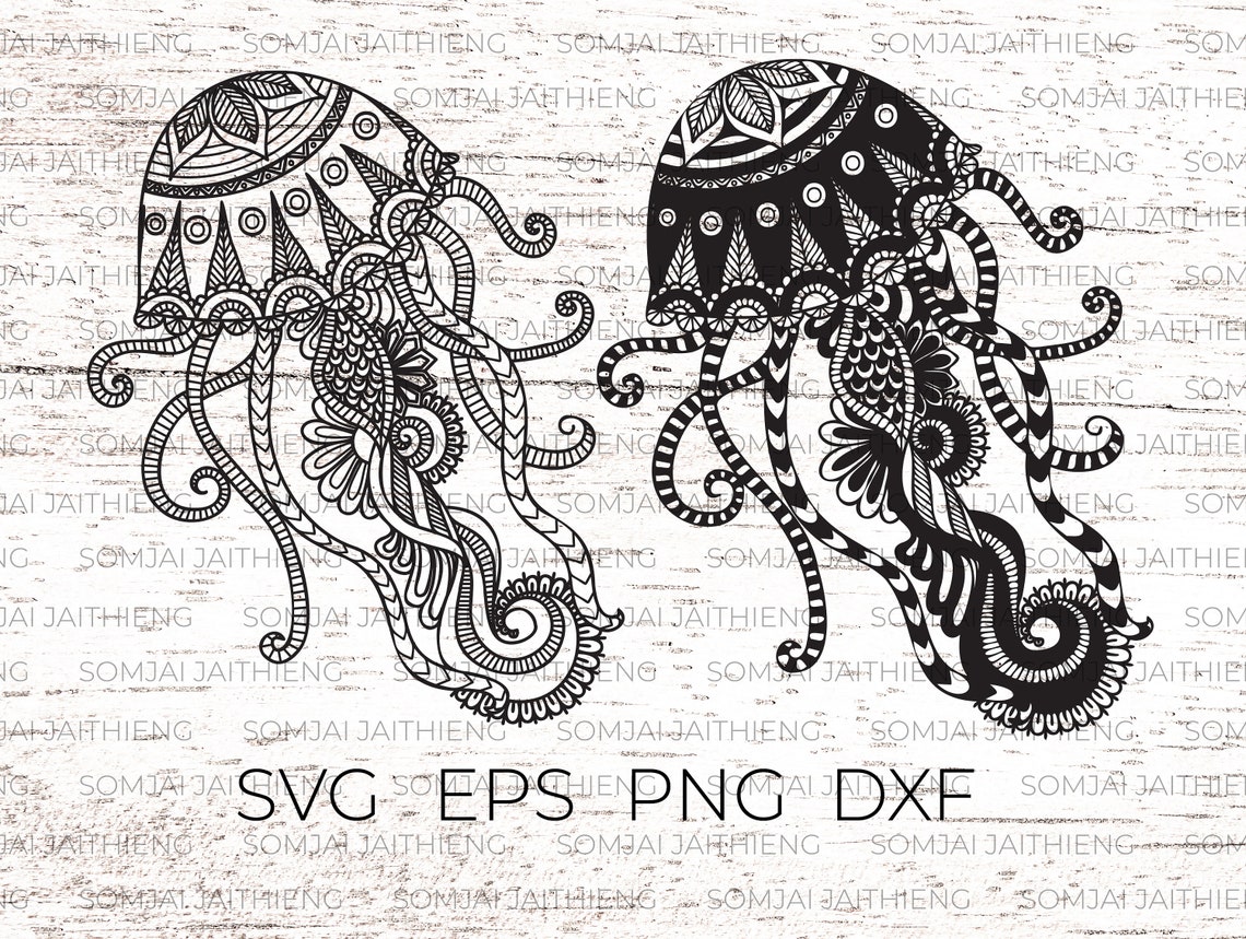 Jellyfish svg Jellyfish zentangle svg zentangle svg mandala | Etsy