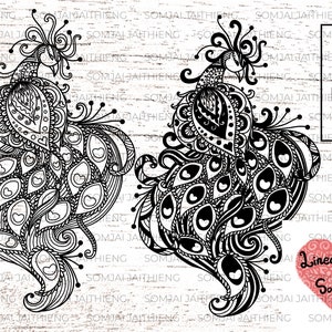 Twee stlyes van pauwen Svg / pauw svg / Zentangle Svg / Mandala Svg / pauw zentangle Svg / vogel Svg / Svg-bestanden voor Cricut 0257