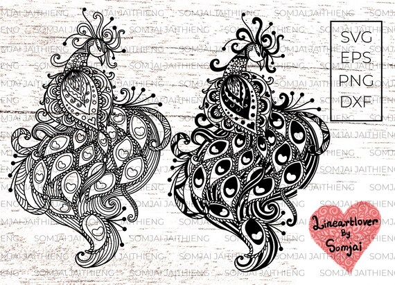 Download Two Stlyes Of Peacocks Svg Peacock Svg Zentangle Svg Etsy