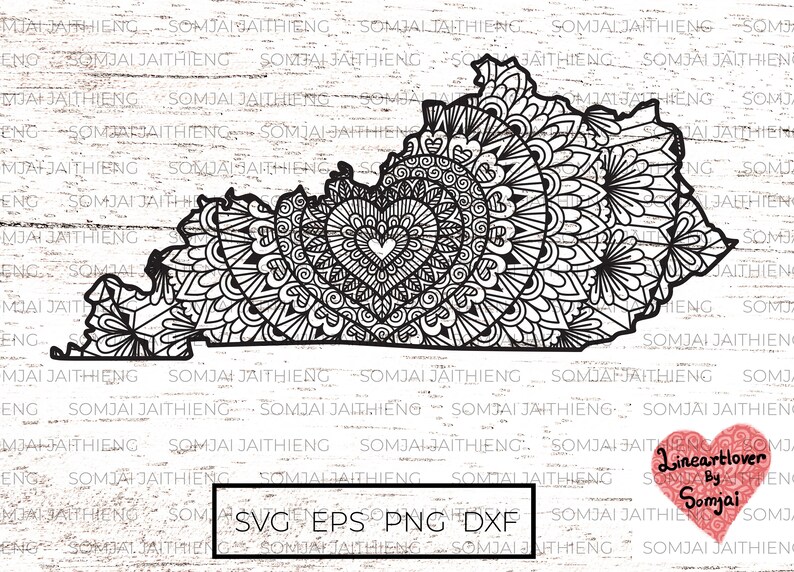 Download Kentucky map svg / Heart shape mandala inside Kentucky ...
