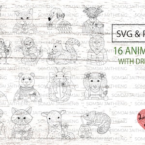 16 animales lindos con bebidas svg / animal divertido con cóctel svg / perro svg / gato svg / alpaca svg / panda svg /Svg Archivos para Cricut 0231