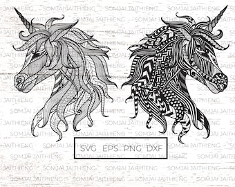 Einhorn svg, Zentangle Einhorn svg, Boho svg, Mandala Einhorn svg, Einhorn Silhouette svg, ethnische Einhorn svg-Dateien für Cricut. 0004