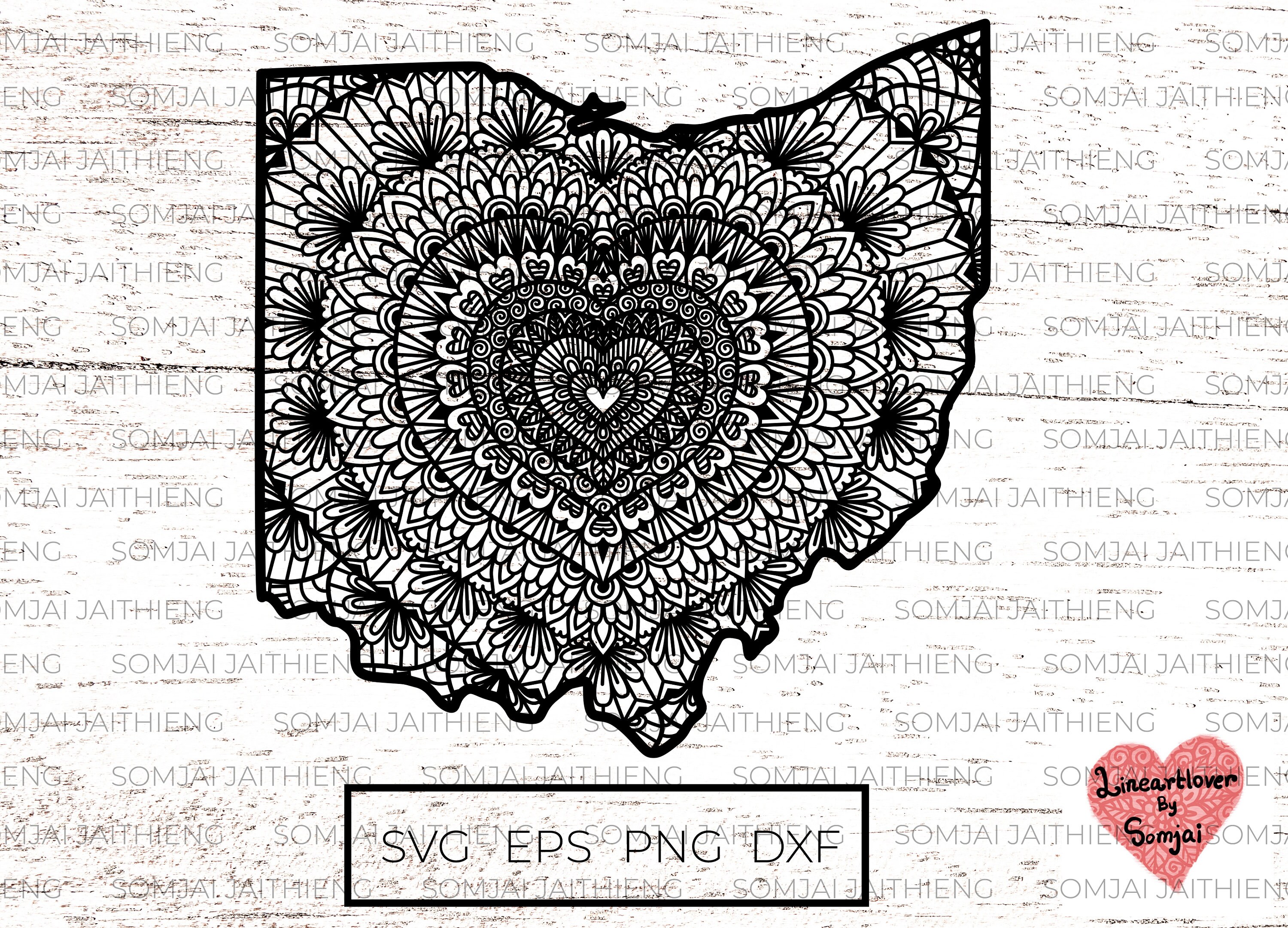 Download Ohio map svg / Heart shape mandala inside Ohio svg/ Zentangle | Etsy