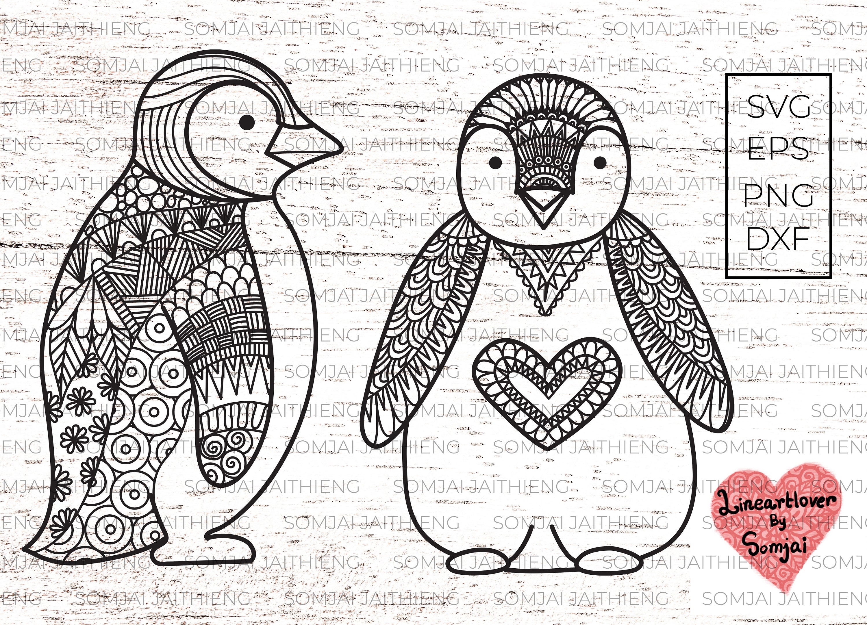 2 羽のペンギン SVG / ペンギン SVG / ゼンタングル SVG 2 羽のペンギン SVG / ペンギン SVG / ゼンタングル SVG