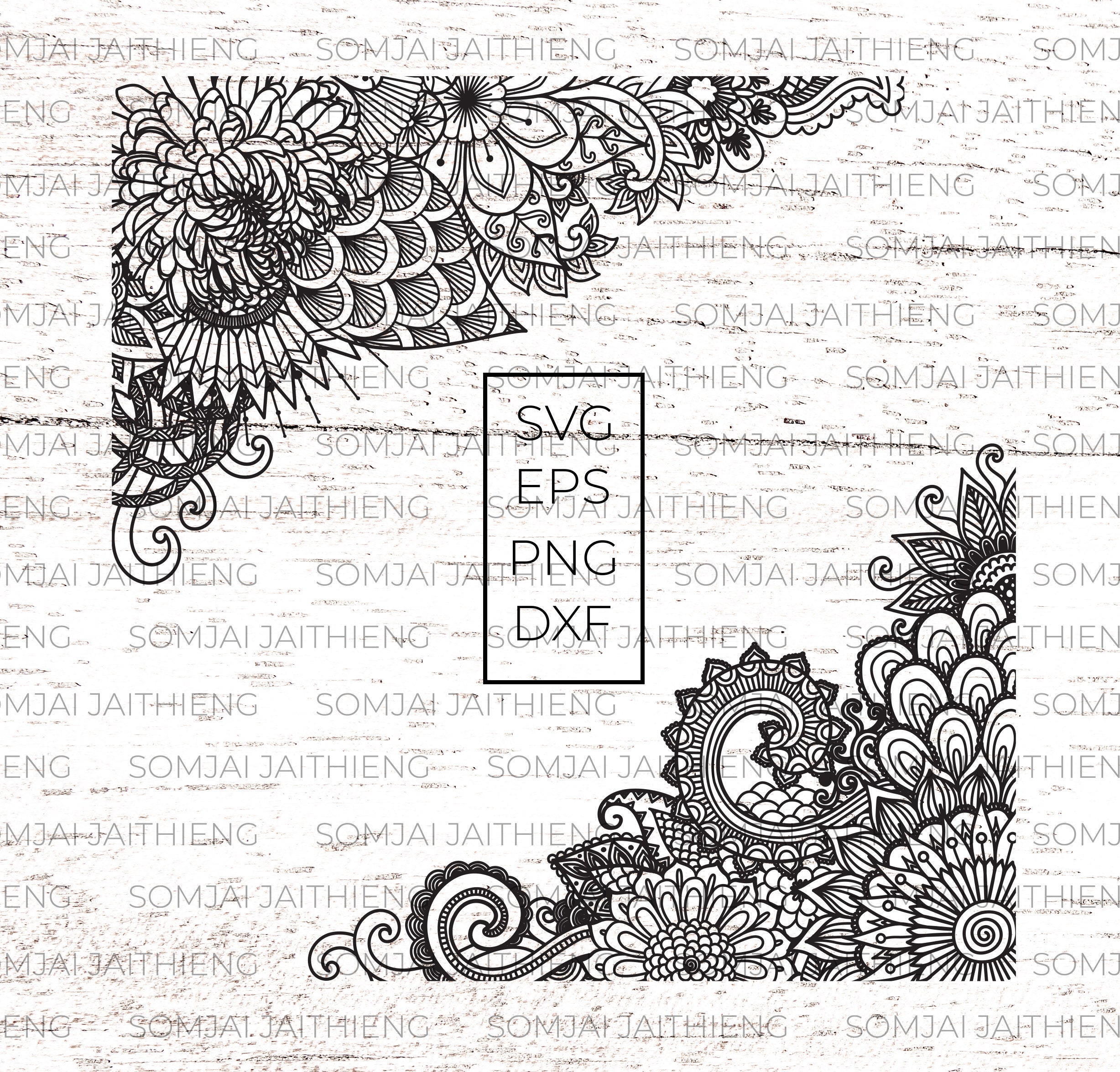 Download Mandala Svg Flowers Decoration Corners Svg Files For Cricut Etsy