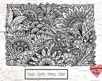 2 Styles of  Flowers Svg /  zentangle svg / flower mandala svg/ floral background svg/  Svg Files for Cricut / Silhouette files  0075