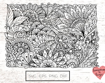 2 Styles of  Flowers Svg /  zentangle svg / flower mandala svg/ floral background svg/  Svg Files for Cricut / Silhouette files  0075