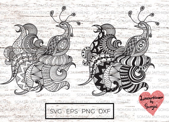 Download Two Styles Of Peacock Svg Peacock Svg Zentangle Svg Etsy