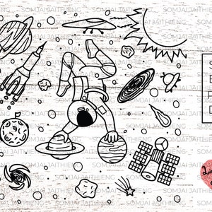 Astronaut doing yoga in space Svg / astronaut svg / space svg / yoga Svg / head stand  Svg /  science svg / Svg Files for Cricut  0350