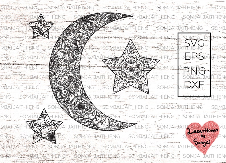 Download Moon and stars svg / zentangle svg / mandala svg / moon ...