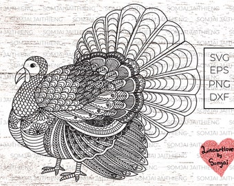 Two styles of turkey Svg / turkey svg / Zentangle Svg / Mandala Svg / thanks giving Svg /Svg Files for Cricut / Silhouette Files   0166