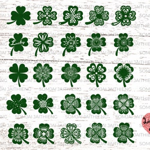25 diseños de hojas de trébol Svg / Mandala hoja svg / 4 hojas trébol svg / Shamrock trébol Svg / Archivos SVG para Cricut / Archivos Silhouette 0251