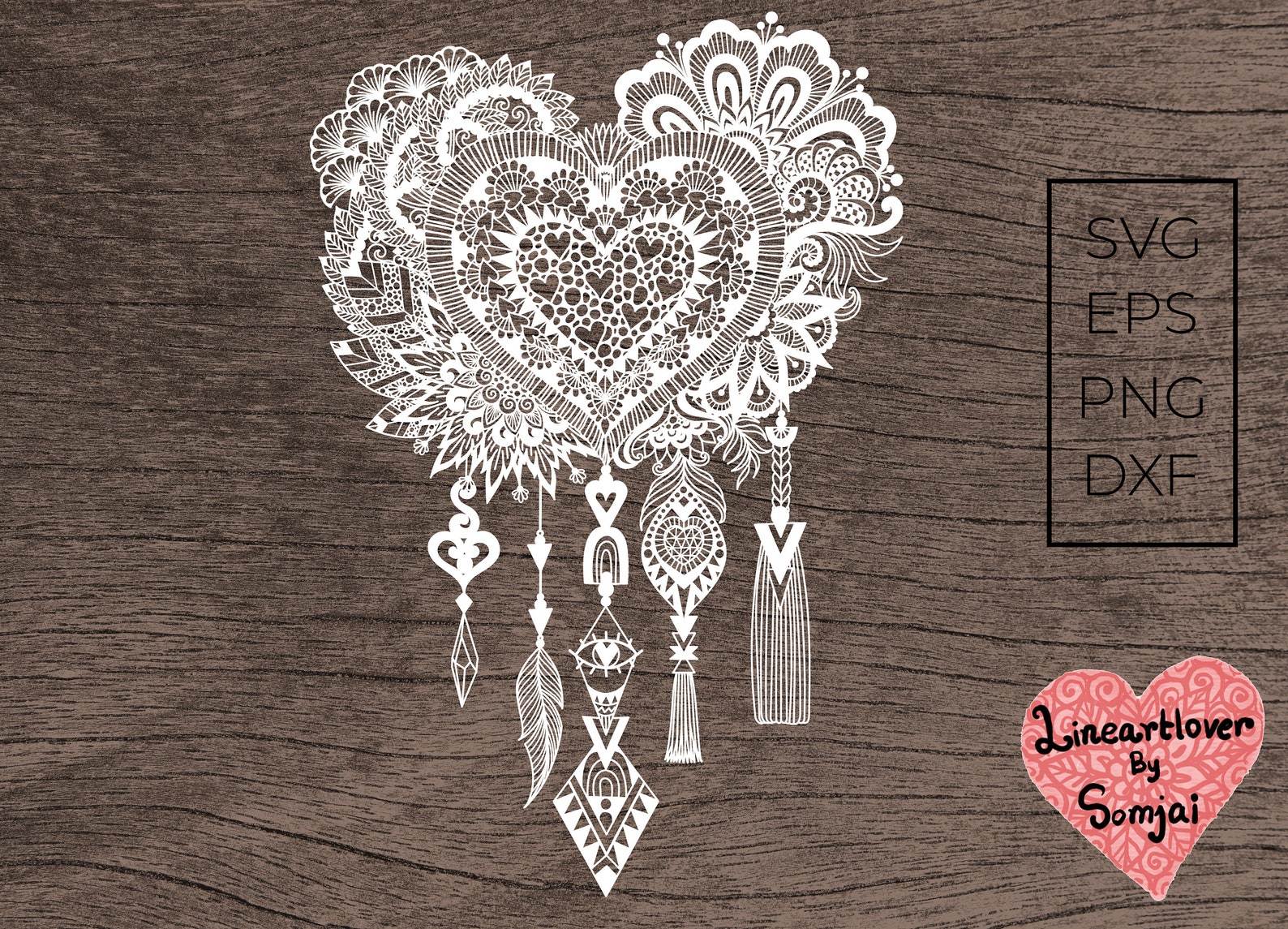Mandala heart dream catcher SVG Ethnic dream catcher SVG | Etsy