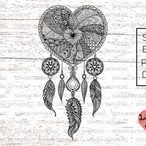 Acchiappasogni a forma di cuore Svg / Mandala cuore SVG / Cuore mandala SVG / Zentangle Svg / Mandala Svg / File Svg per Cricut 0072