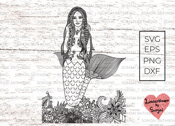 Mermaid Svg Mermaid Tail Svg Zentangle Svg Mandala Svg Etsy