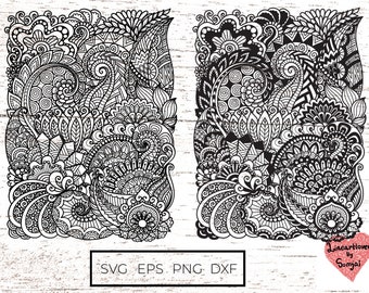 2 styles of mandala flowers background Svg /  zentangle svg / mandala svg/ floral background svg/  Svg Files for Cricut for glowforge   0239