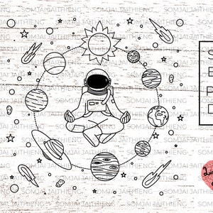 L'astronaute médite dans l'espace Svg / paix intérieure svg / svg du système solaire / Svg de l'espace / fichiers Svg pour Cricut / Silhouette 0034