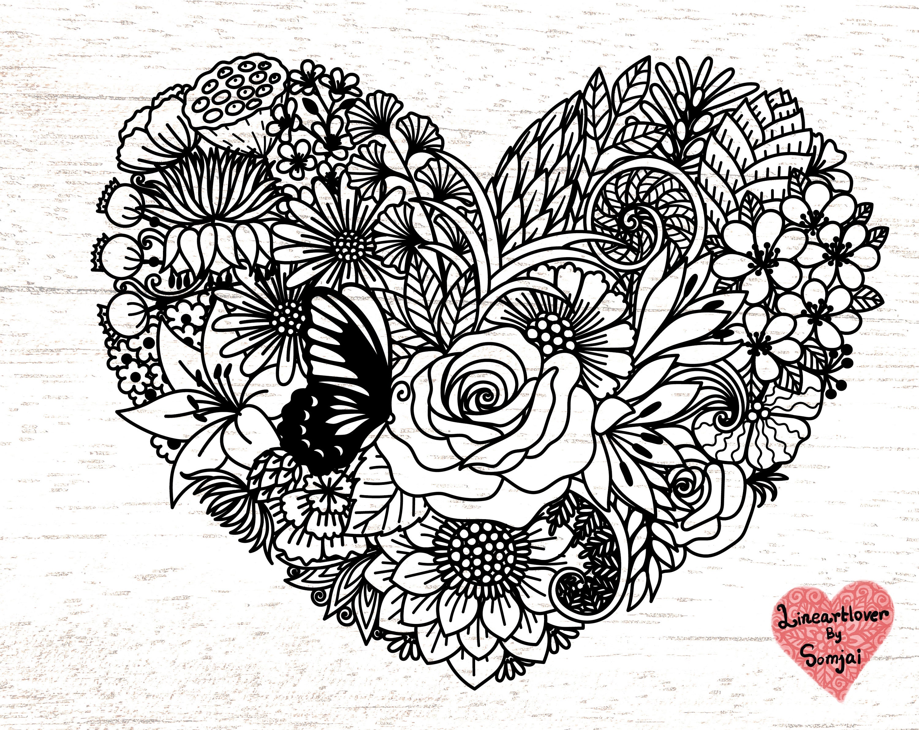 Heart Svg / Floral Heart Svg / Heart Mandala Svg / Flowers Heart Svg ...