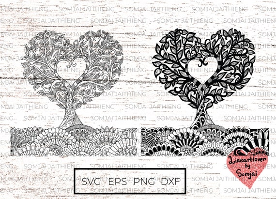 Download Two Style Of Heart Tree Svg Mandala Heart Svg Heart Etsy