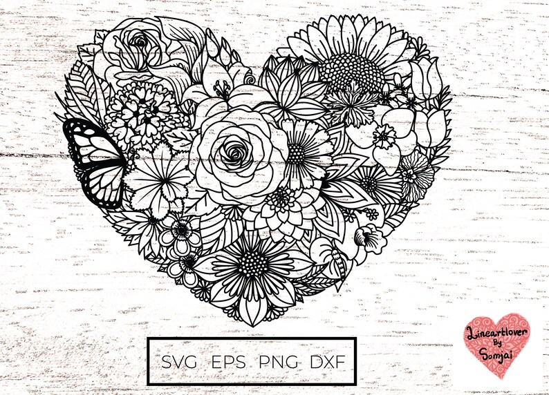 Heart Svg / Floral Heart Svg / Heart Mandala Svg / Flowers Heart Svg ...