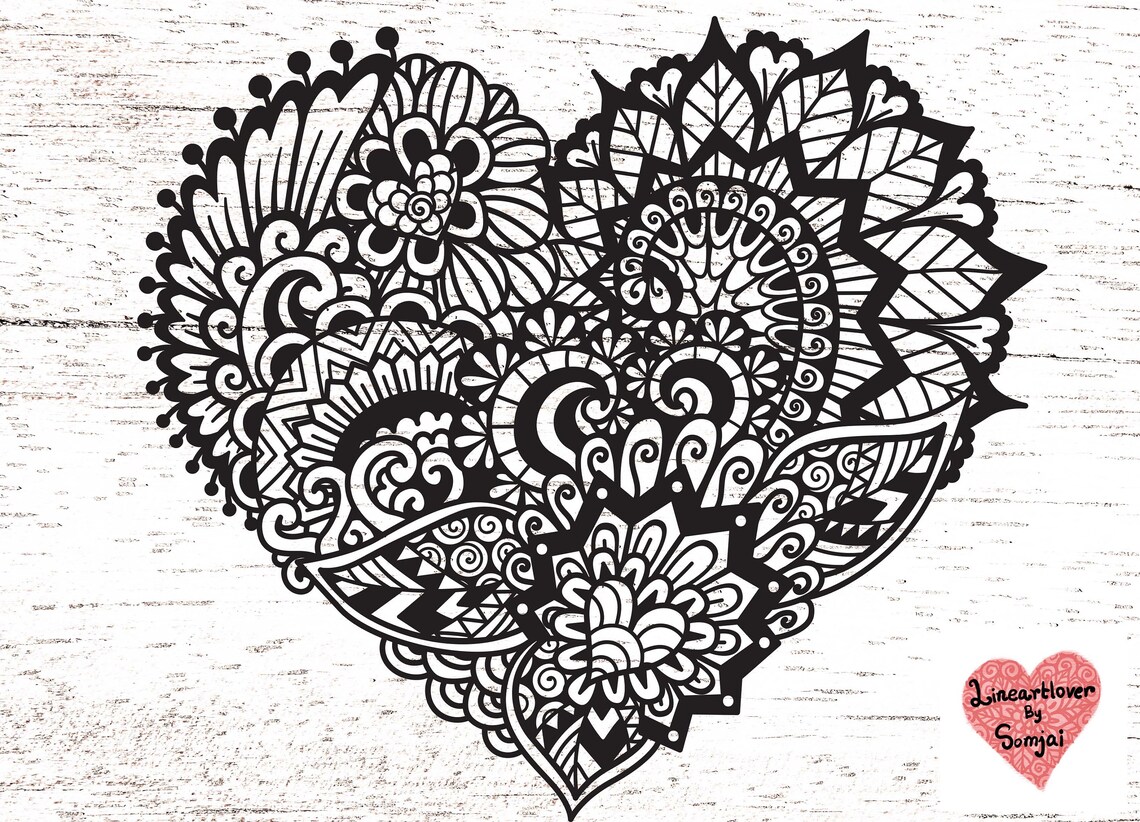 Heart Svg / Mandala Heart Svg / Heart Mandala Svg / Zentangle Svg ...